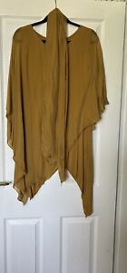 Exquisite Ladies Asymmetrical Silk Top In Mustard One Size 10-16, Small 18