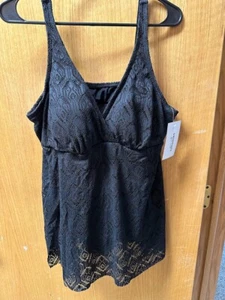 Badeanzüge für alle schwarz Größe 18 Häkel Badeanzug Kleid V-Ausschnitt Neu mit Etikett All in One - Bild 1 von 5