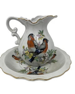 Vintage Royal Crown Porzellan Krug & Becken Set Vogel Motiv Japan - Bild 1 von 7