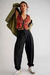 Free People FP One Chance Trousers Zip Hook Eye Pocket Black Pants XS 0 NEW - Picture 1 of 3