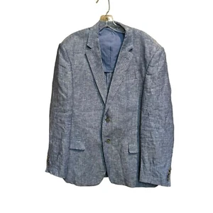 Tasso Elba "ISLAND" % 100 Linen Sport Coat Blazer Heather Blue Large Two Button - Picture 1 of 5