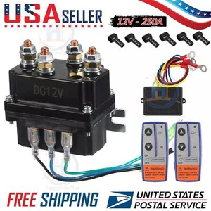 12V 250A Winch Control Solenoid Relay Contactor w/ 2x Wireless Winch Remote Kit - Imagen 1 de 17