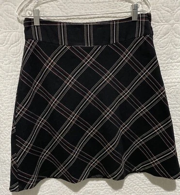 Falda para mujer H&M talla 8 a cuadros negra roja blanca amarilla línea A cremallera lateral Foto 1 de 4