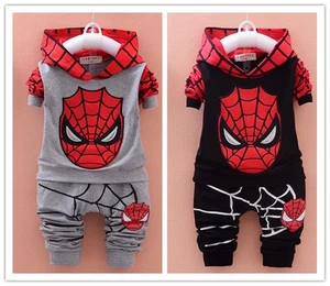 2-teiliges Kleinkind Baby Jungen Spinne-Mann Outfits Kapuzenoberteile + Hose Kind Kleidung Set - Bild 1 von 4