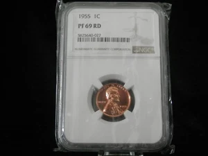 Lincoln Wheat Cent 1955 NGC PF 69 RD rojo - Imagen 1 de 3