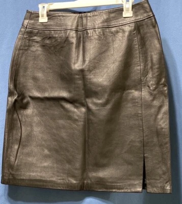 New Leather Skirt With Lining And Split In The Front Size 8 Back Zipper - Image 1 of 4