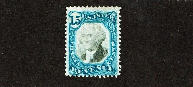 1871 U.S.Revenue Second Issue Docu 15c Blue & Blk Washington p.12 Sc#R110 Cut Ca - Image 1 of 1