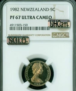 1982 NEW ZEALAND 5 CENTS NGC MAC PF67 UCAM UHCAM  SOLO FINEST * - Picture 1 of 2