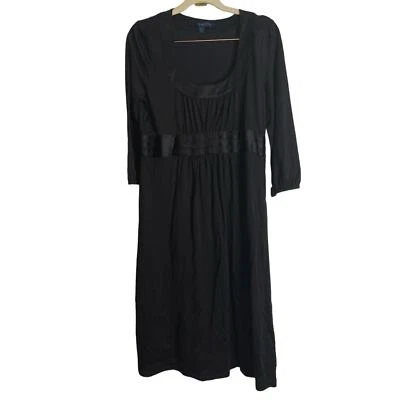 Vestido midi Boden seda algodón manga 3/4 cuello redondo satinado ribete cuello cintura talla 10 Foto 1 de 4
