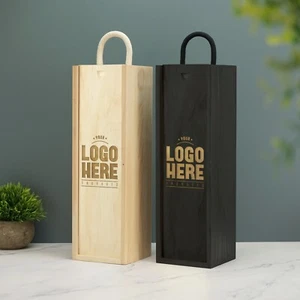 Personalised Logo Wine Box Custom Laser Engraved Gift Birthday Business Company - Picture 1 of 9