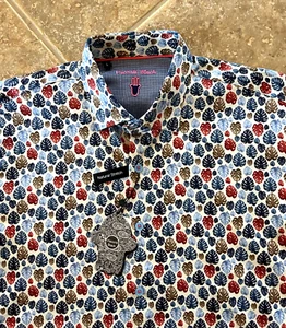 Luchiano Visconti Casual Shirt Sz XL Multicolor Leaf Print Long Sleeves $135 NWT - Picture 1 of 8