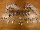 Vintage 18-częściowy zestaw do włosów ślubnych, filigran w odcieniu złota i srebra, cyrkonie, perły