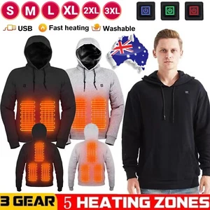 Electric Heating Sweaters Hoodies Clothes USB Heated Jumper Outdoor Winter Warm - Picture 1 of 45