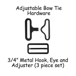 5 Sets Bow Tie Hardware Clips - Slide Adjuster, Hook and Eye - 3/4" Black Metal  - Picture 1 of 2
