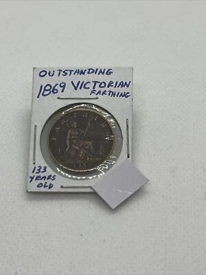 1869 GREAT BRITAIN QUEEN VICTORIA BRONZE FARTHING COIN - Image 1 of 4