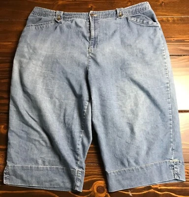 Pantalones Cortos Ciervo Blanco, Para Mujer Talla 18 Promedio, Azul, Denim, Capri Foto 1 de 4