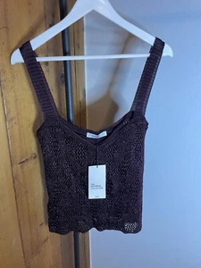 ZARA Knit Crop Top With Straps Burgundy/Purple Limited Edition Women's sz L NWT - Picture 1 of 9