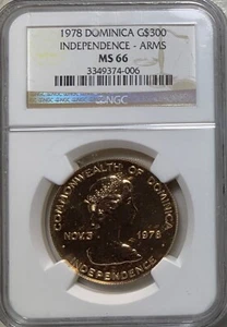 1978 Dominica $300 Gold NGC MS66 Mintage just 18 pieces - Picture 1 of 5