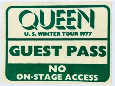 Queen 1977 U.S. Winter tour Backstage Pass - Image 1 of 2
