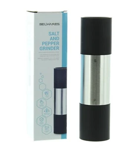 Belwares Dual Salt Pepper 2 in 1 Grinder Sleek Modern Design Stainless Steel - Picture 1 of 5