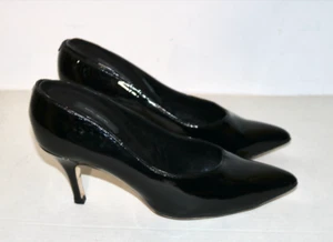 Marc Jacobs Primavera 2008 mal ajustado negro charol bomba tacón alto zapato 41 EE. UU. 11 - Imagen 1 de 9