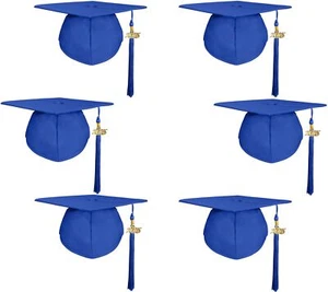 6pcs Graduation Caps Unisex Adult Matte Caps with Tassels in Same Color Detac... - Picture 1 of 7