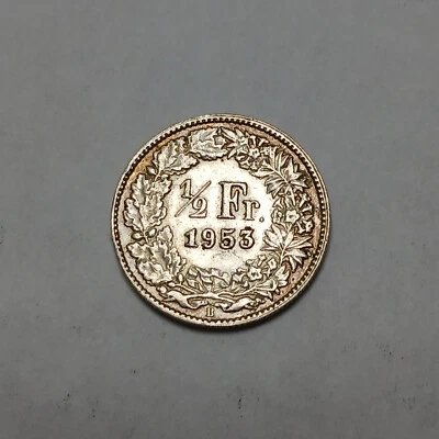 1953-B Switzerland 1/2 Franc - Better Date! - Silver - Vintage Coin - Helvetia - Image 1 of 4