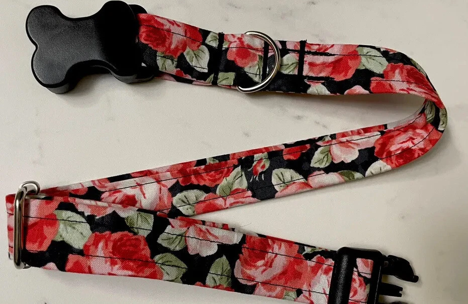 Собачий ошейник персонализированный - ошейник для собаки с цветком - ошейник для собаки с розой - Изображение 1 из 4