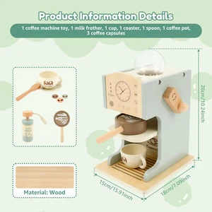 Simulation Coffee Shop Playset Sturdy Wooden Coffee Maker Toy for Toddlers CopdT - Picture 1 of 11