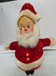 Vintage Roly Poly Weihnachtsmann mit Kunststoffgesicht musikalisch beweglich 12" groß funktionstüchtig - Bild 1 von 11