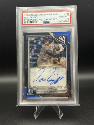 2024 Bowman ROC RIGGIO Chrome Auto Mega Box Blue Mojo Refractor /150 PSA 10 - Image 1 of 4