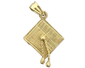 Gorra de graduación 3D de oro 14K con dije de borla - Imagen 1 de 6