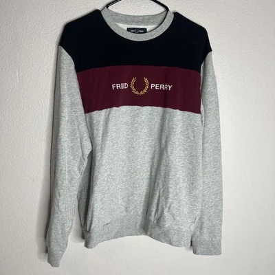 Fred Perry Sweatshirt Mens Medium Pullover Top Logo Embroidered Crew Neck EUC - Image 1 of 4