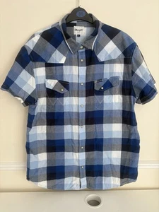 Camisa de hombre Wrangler manga corta azul a cuadros perla ajuste regular talla 2XL - Imagen 1 de 7
