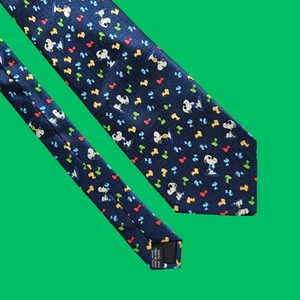 Peanuts 50th Celebration Neck Tie Snoopy/Woodstock Blue Multicolor - Picture 1 of 7