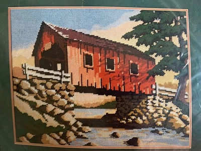Covered Bridge Vintage Needlepoint Kit Roger Reinardy NIP 16x12 - Image 1 of 4