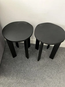 *NEW/Un-Wanted-Gift* - x2 Black Mango-Wood Side Tables (R.R.P £120) - Picture 1 of 3