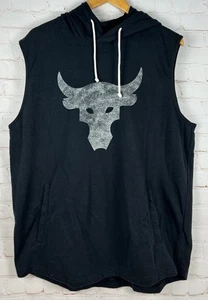 Under Armour UA Men's Project Rock Terry Sleeveless Hoodie Bull Black Size XL - Picture 1 of 7