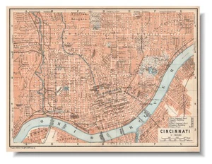 Cincinnati   1909  Original  Map City Plan CINCY U.S. - Picture 1 of 8