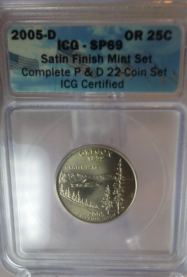 2005 D Satin Finish Oregon State Quarter ICG SP69 - Image 1 of 2