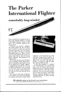 Vintage 1961 Parker Pen International Flighter Print Advertisement  - Bild 1 von 1