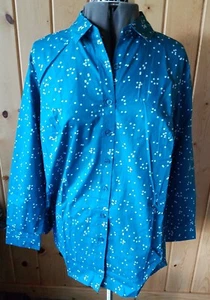 Woman Within Größe Medium blaue Baumwollbluse mit Knopfleiste - neu mit Etikett - Bild 1 von 6