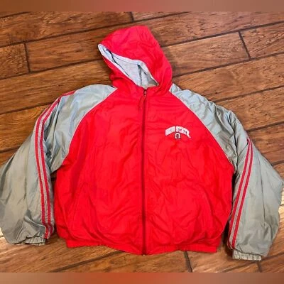 Ветровка штата Огайо мужская XL Steve & Barrys красная подкладка на молнии с капюшоном - Изображение 1 из 4