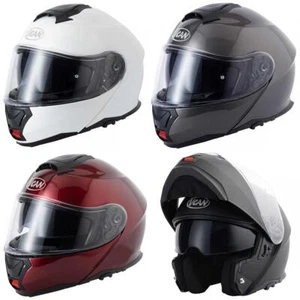 Vcan H272 Plain Flip Front Motorcycle Helmet Touring Modular Lid Black White - Picture 1 of 24