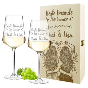 Wine Set Wine Glasses 560 ML & Wooden Box for Women - Present for Birthday - Bild 1 von 40