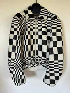 FINAL DROP!!! LOUIS VUITTON VIRGIL ABLOH SS21 RUNWAY CHECKER LEATHER JACKET 46 - Picture 1 of 21