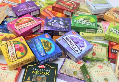 20 Packs Assorted Incense Cones: Bulk Mixed Sampler Variety Lot (Hem, Kamini) - Image 1 of 4