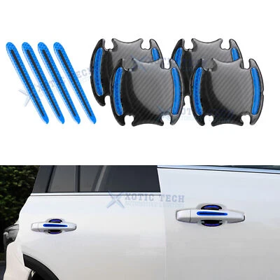 8PCS Car 3D Reflective Blue Door Handle Bowl Protect Guard Film Wrap Stickers - Image 1 of 4