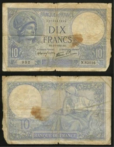 Rare Currency 2-1-1941 France 20 Francs Banknote P84 Blue Minerva VG - Picture 1 of 1