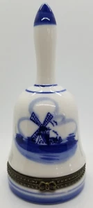 Trinket Box Windmill BOY & GIRL Miniature Figurines Inside Ceramic Vintage - Picture 1 of 3